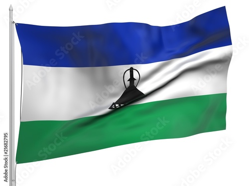 Flying Flag of Lesotho - All Countries