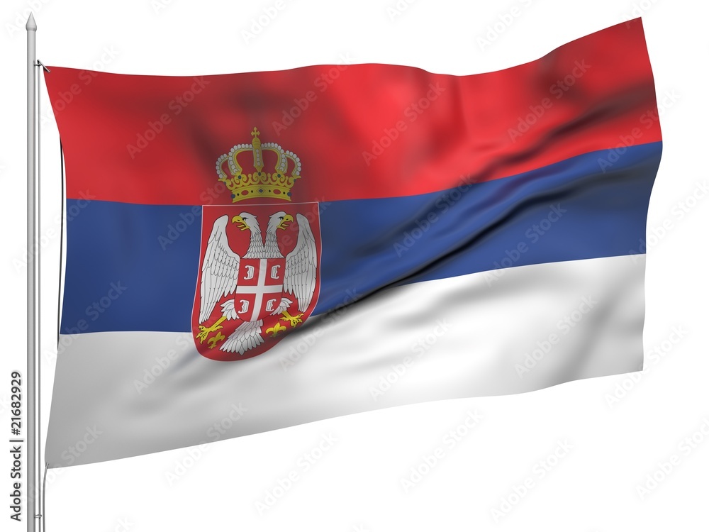 Fototapeta premium Flying Flag of Serbia - All Countries