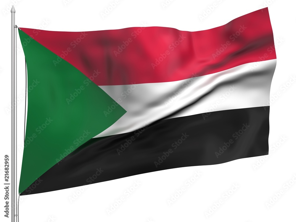 Flying Flag of Sudan - All Countries