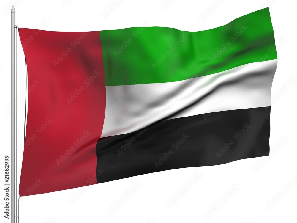 Flying Flag of United Arab Emirates - All Countries