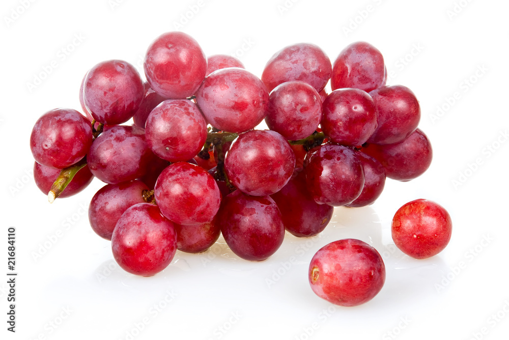 Bunch of ripe pink grapes isolated