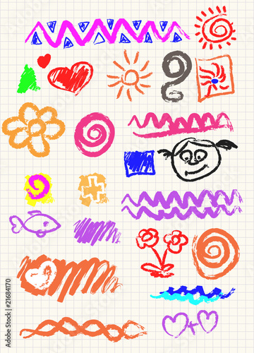 Wallpaper Mural Vector elements of design stylised under children's drawing a pe Torontodigital.ca