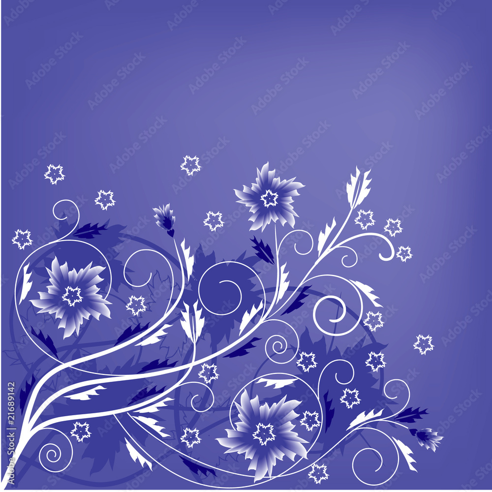 Floral vector pattern background in lilac and white
