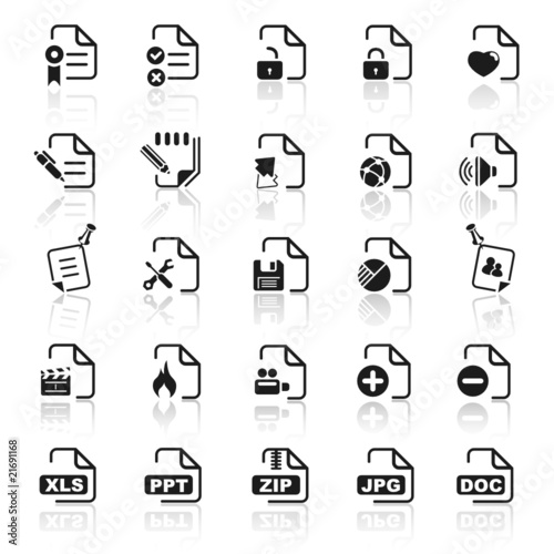 set 9 - document icons - black series