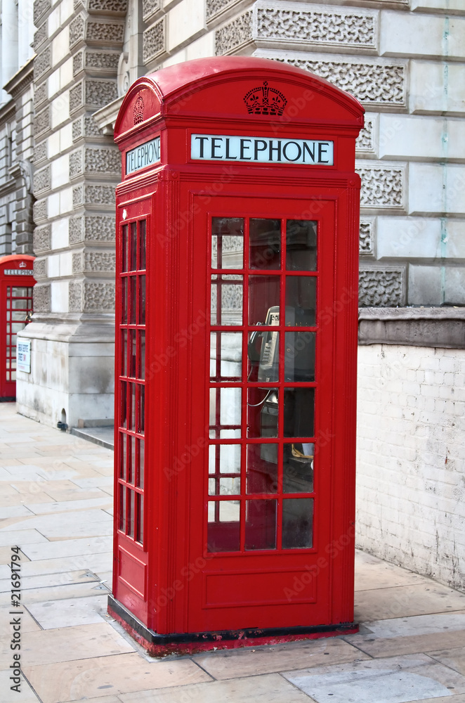 Red telephone booth in London