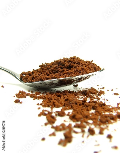Instant coffee on spoon