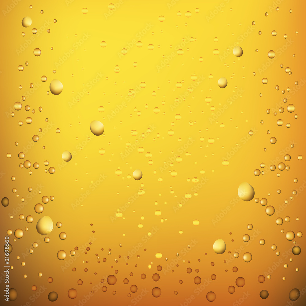Beer drops on beer background. Vector illustration.