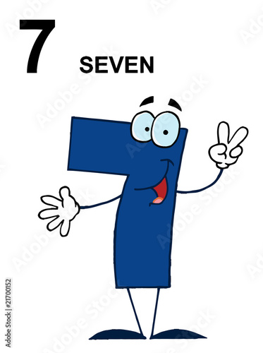 Friendly Blue Number 7 Seven Guy With Text