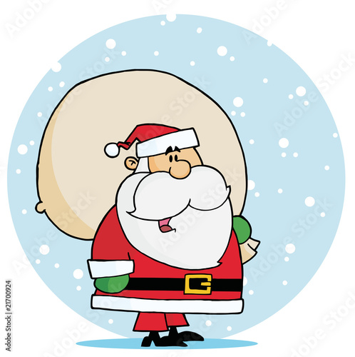 Santa Carrying A Toy Sack In The Snow
