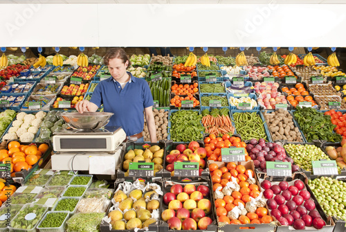 Greengrocer at work