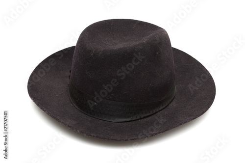 Black classic hat isolated on white