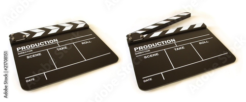movie clapper board perspective view