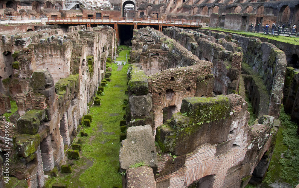 Inside of the colosseum in Rome