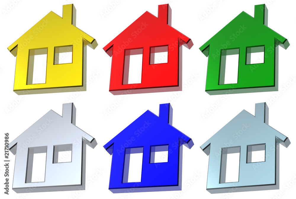 Set of 6 color house icon