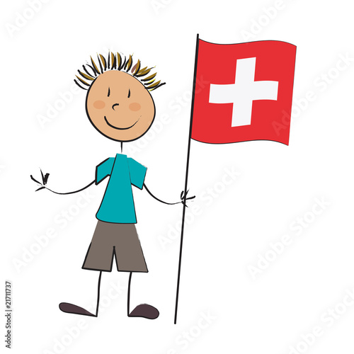 Fotografía enfant drapeau suisse