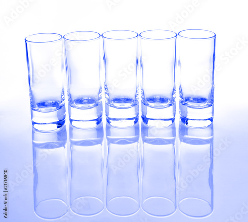 A row of glasses for vodka