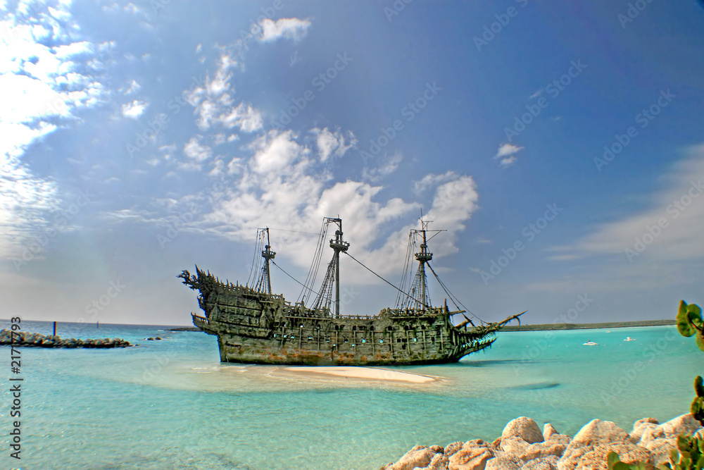 Naklejka premium Karaibski statek piracki