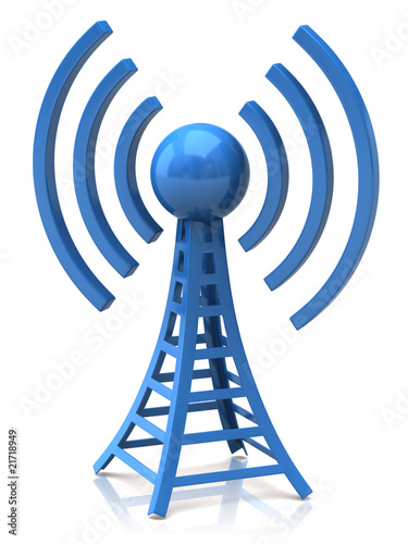 wireless tower with radio waves