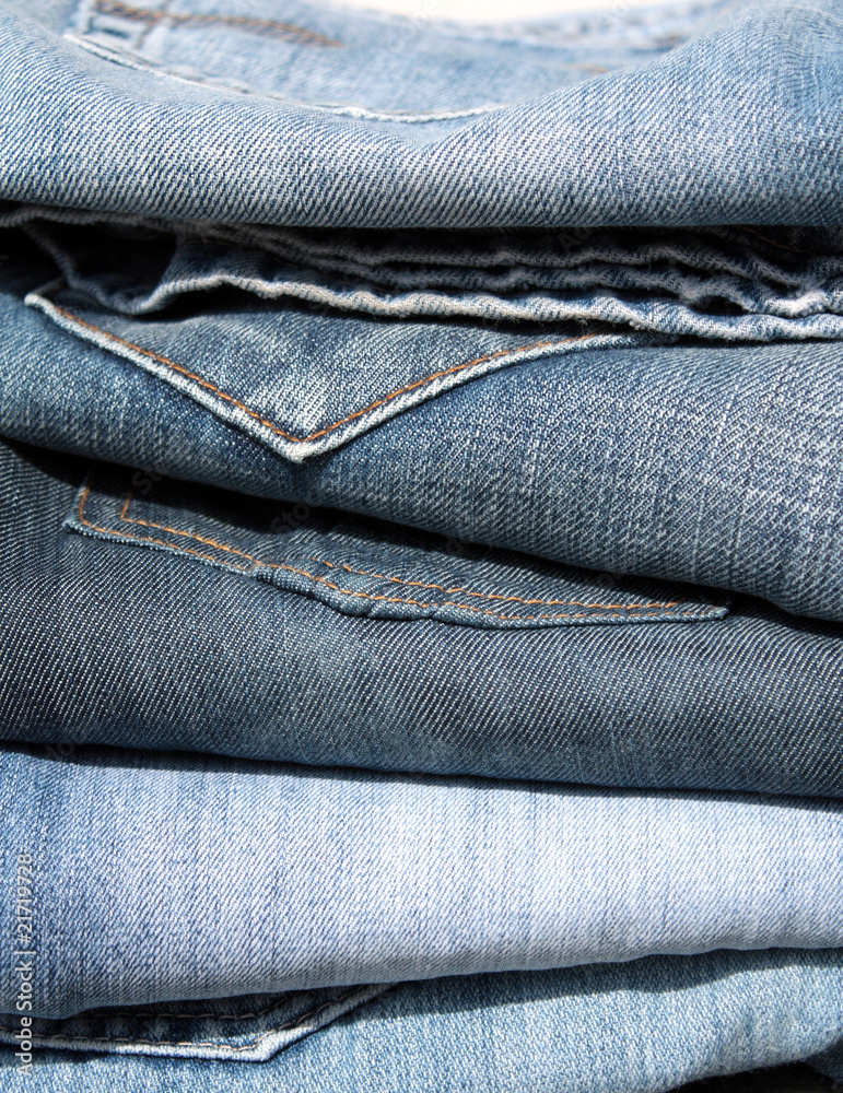 Stack of blue jeans Stack of blue jeans