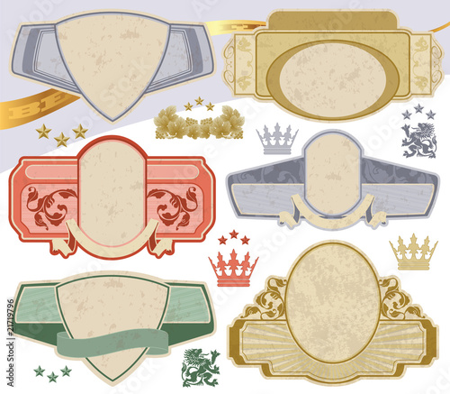 vintage style labels on different topics for decoration