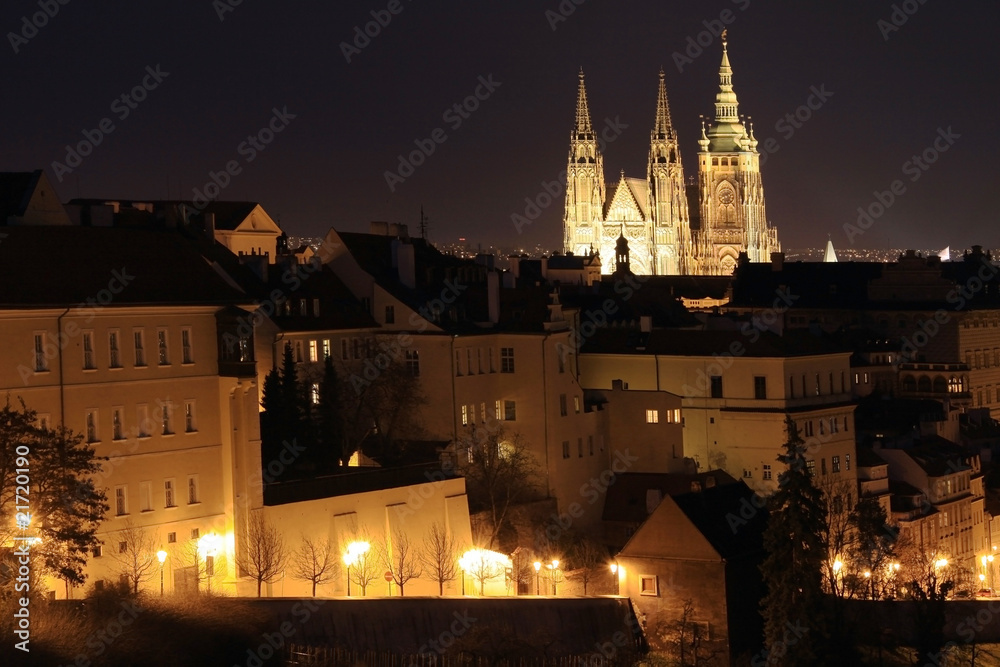 Night View on Prague gothic Castle