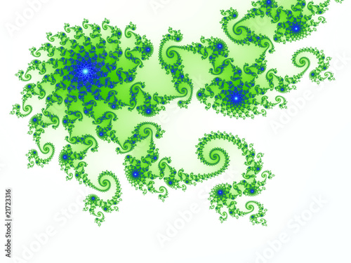 Intricate green-blue fractal design based on julia set