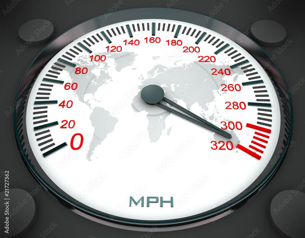 Speedometer and world map