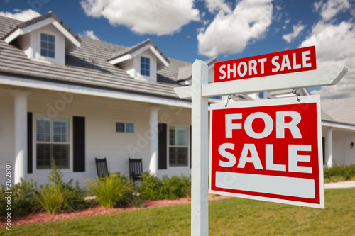 Short Sale Real Estate Sign and House - Right