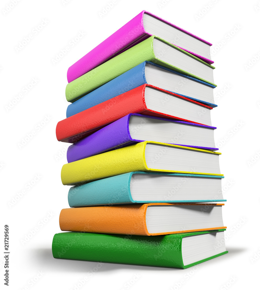 Colored stacked books (3d illustration) Colored stacked books (3d illustration)