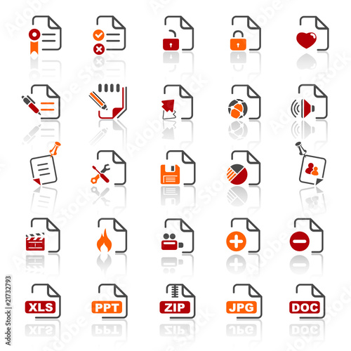 3 color icons - documents - set 9