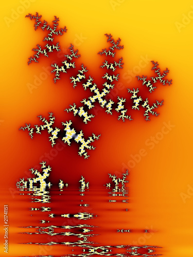 Intricate yellow-orange fractal design based on julia set