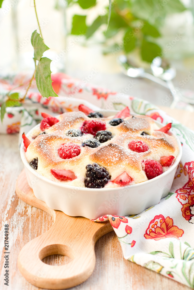 Fruit pudding(clafoutis) with berry Fruit pudding(clafoutis) with berry