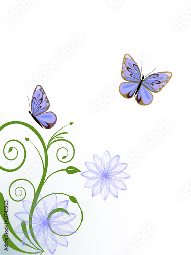 Florale Ranken und Schmetterlinge