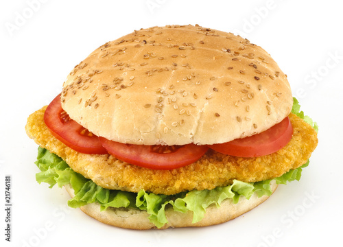 Sandwich con hamburger di pollo e verdure