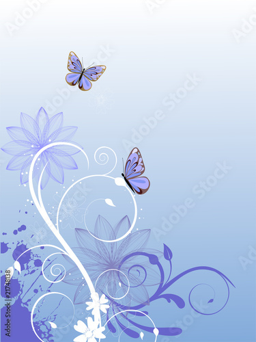 Florale Ranken und Schmetterlinge