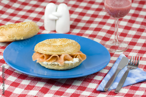 Bagel with freshly smoked salmon
