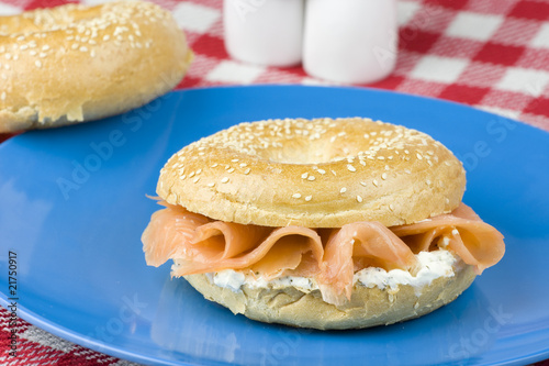 Bagel with freshly smoked salmon