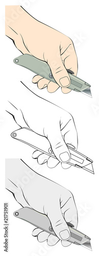 Vector illustration of hand holding utility knife © Igor Nazarenko