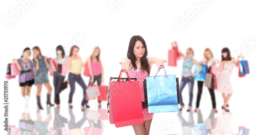 Group of shopping girls