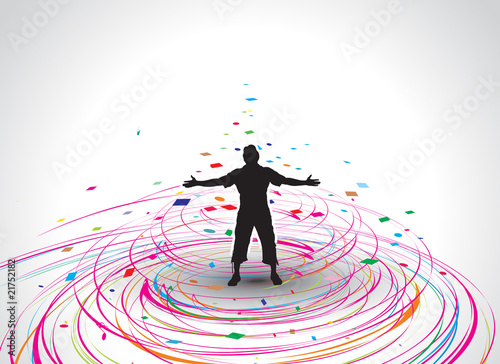 man raising his hands