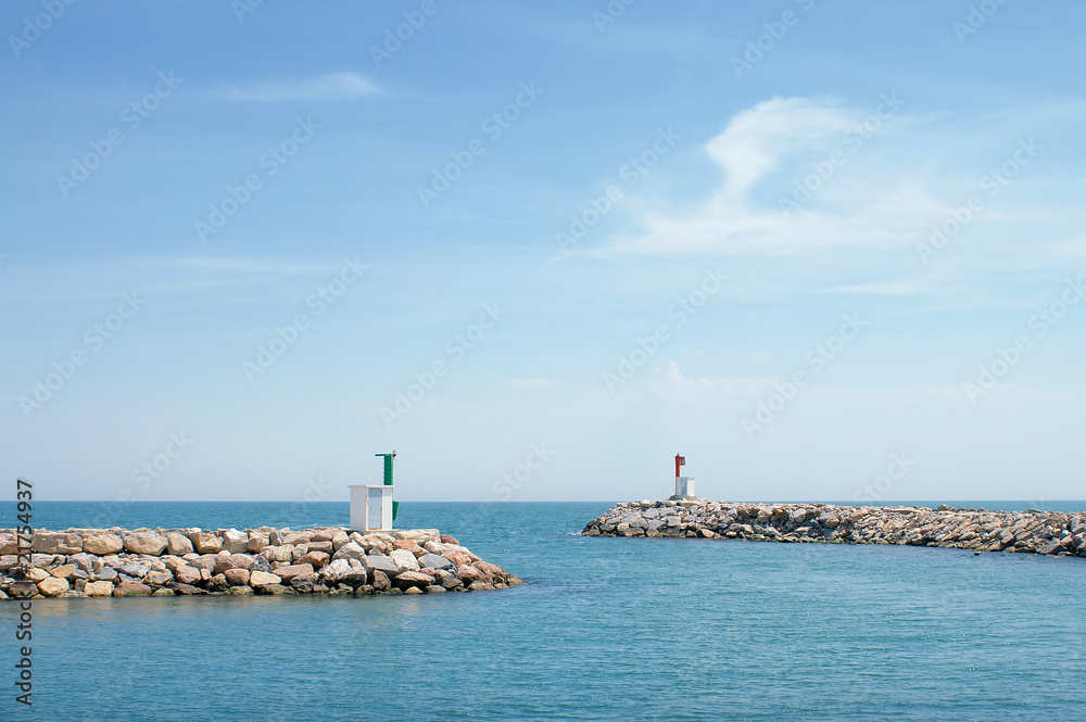 Lighthouses at the harbour of Saintes Maries de la Mer