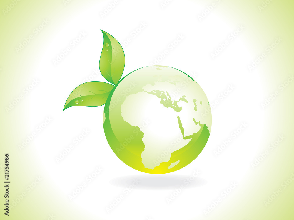 abstract unique green eco globe with leaf