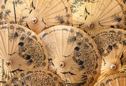 Umbrellas and parasols made of bambus and handmade paper