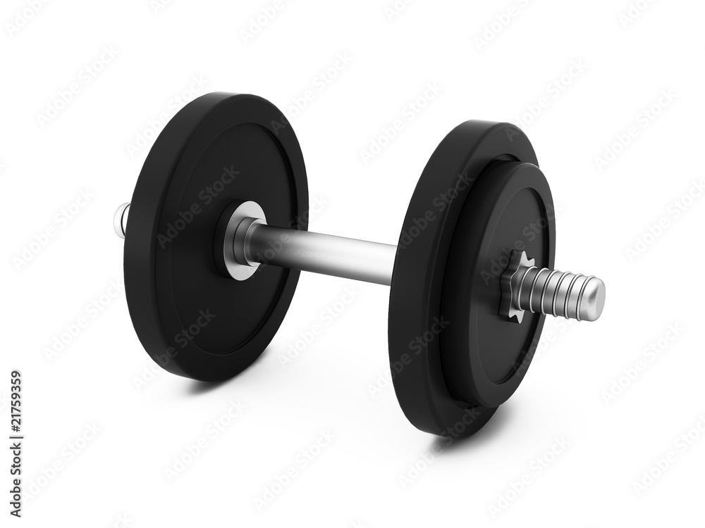 3d render of black dumbbell on white 3d render of black dumbbell on white