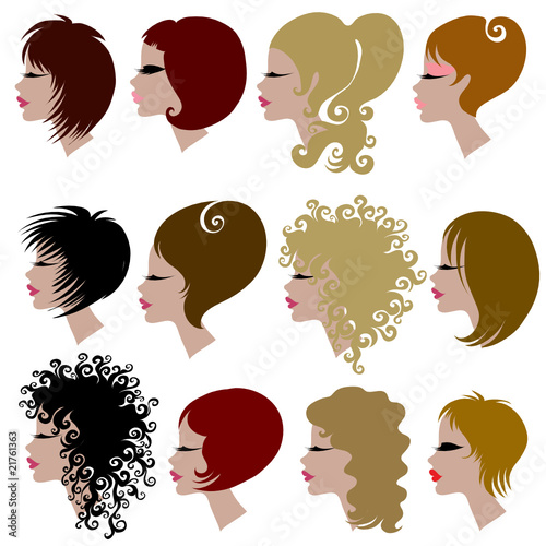 Vector set of trendy hair styling for woman