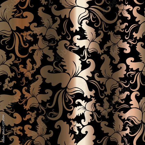 Seamless vintage floral gold pattern with orchid