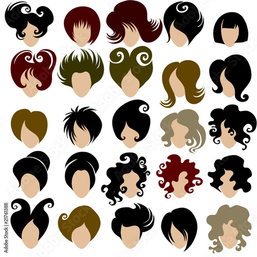 Vector set of trendy hair styling for woman