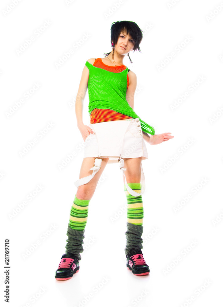 teen girl in a bright dress