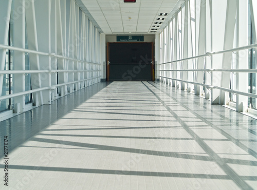 Covered Skywalk Tunnel with the Sun Shining