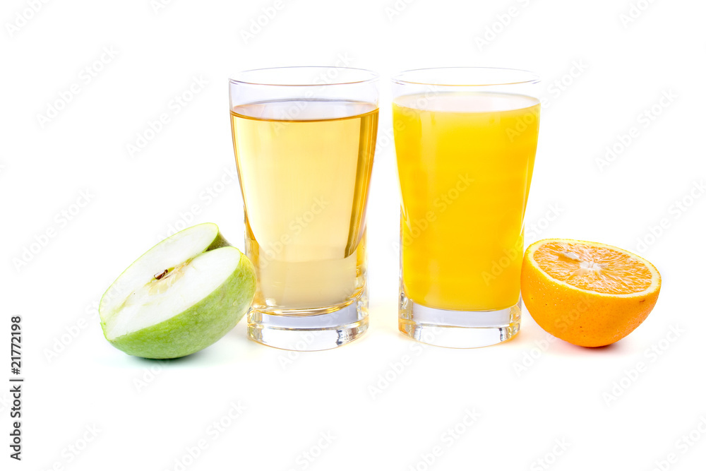 Glass of apple and orange juice